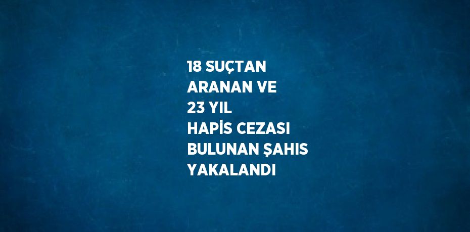 18 SUÇTAN ARANAN VE 23 YIL HAPİS CEZASI BULUNAN ŞAHIS YAKALANDI