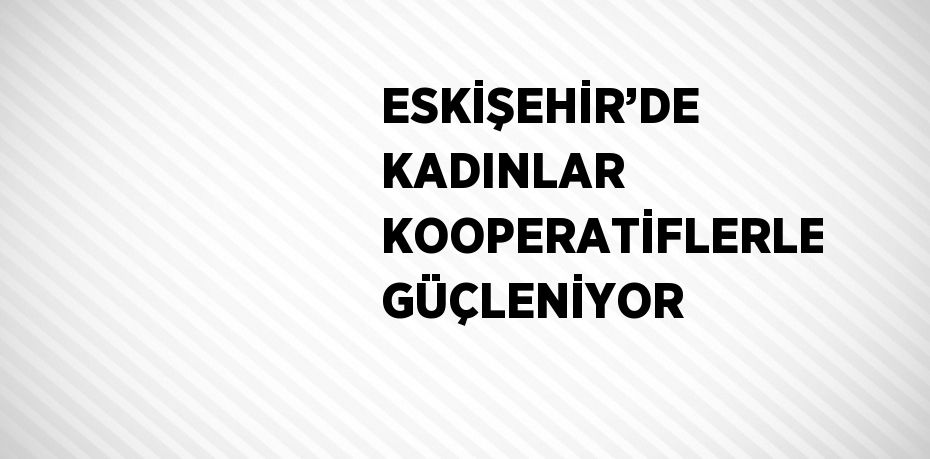 ESKİŞEHİR’DE KADINLAR KOOPERATİFLERLE GÜÇLENİYOR