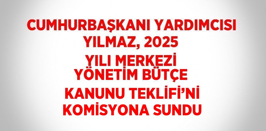 CUMHURBAŞKANI YARDIMCISI YILMAZ, 2025 YILI MERKEZİ YÖNETİM BÜTÇE KANUNU TEKLİFİ’Nİ KOMİSYONA SUNDU