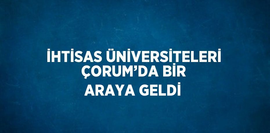 İHTİSAS ÜNİVERSİTELERİ ÇORUM’DA BİR ARAYA GELDİ