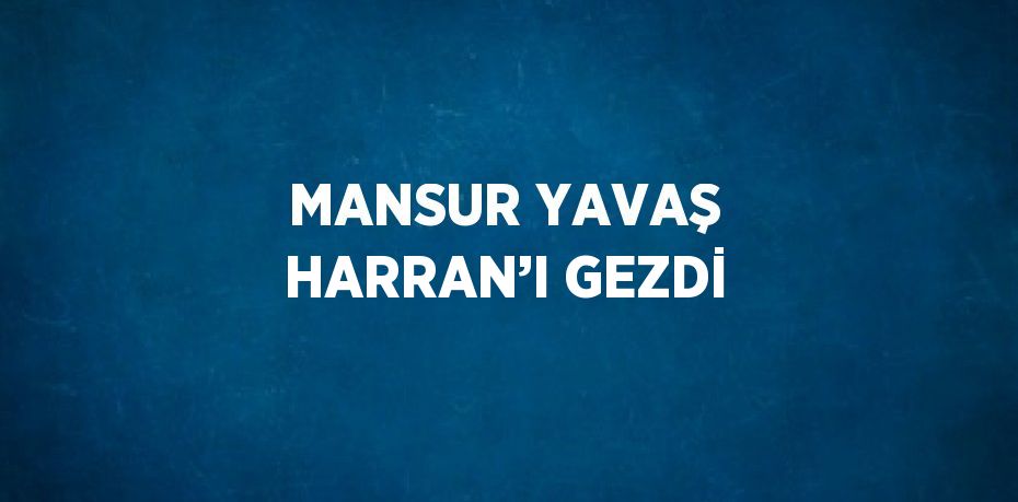 MANSUR YAVAŞ HARRAN’I GEZDİ