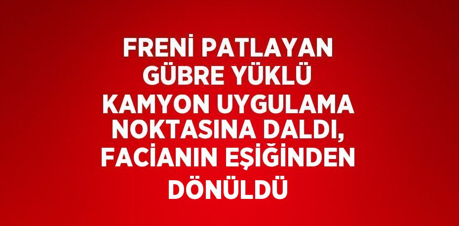 FRENİ PATLAYAN GÜBRE YÜKLÜ KAMYON UYGULAMA NOKTASINA DALDI, FACİANIN EŞİĞİNDEN DÖNÜLDÜ