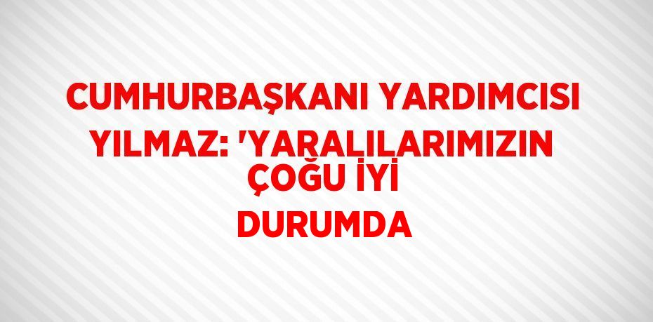 CUMHURBAŞKANI YARDIMCISI YILMAZ: 'YARALILARIMIZIN ÇOĞU İYİ DURUMDA