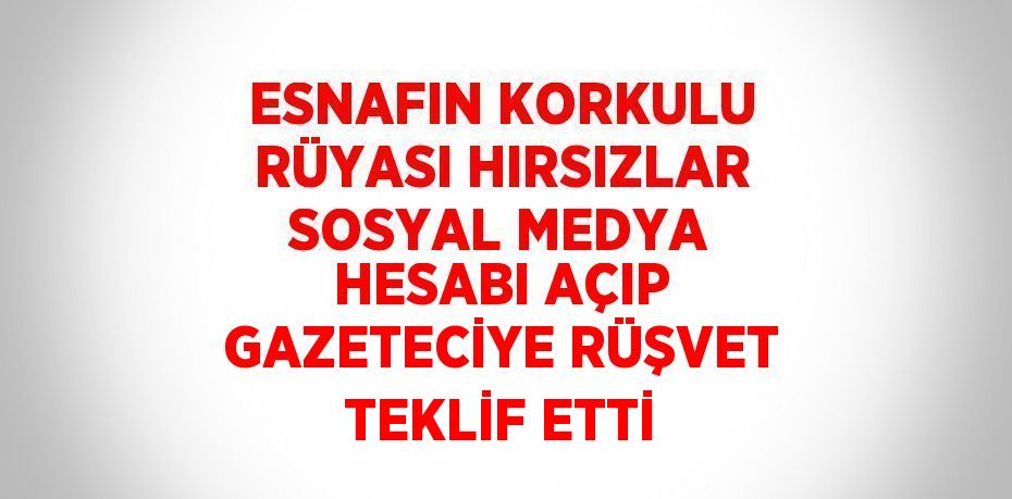 ESNAFIN KORKULU RÜYASI HIRSIZLAR SOSYAL MEDYA HESABI AÇIP GAZETECİYE RÜŞVET TEKLİF ETTİ