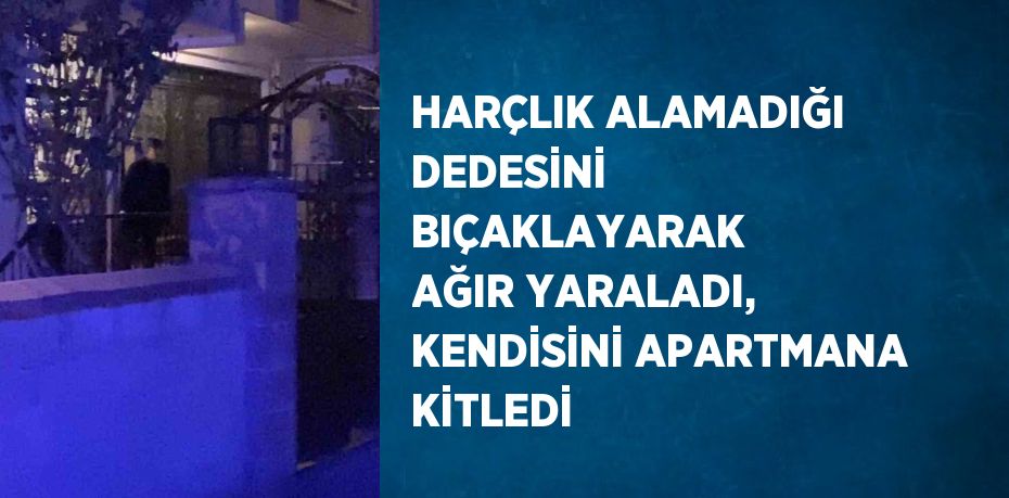 HARÇLIK ALAMADIĞI DEDESİNİ BIÇAKLAYARAK AĞIR YARALADI, KENDİSİNİ APARTMANA KİTLEDİ