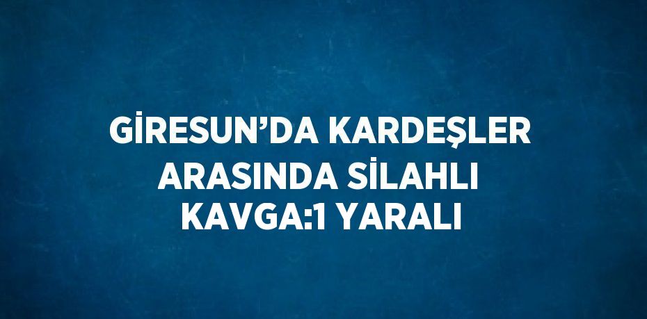 GİRESUN’DA KARDEŞLER ARASINDA SİLAHLI KAVGA:1 YARALI