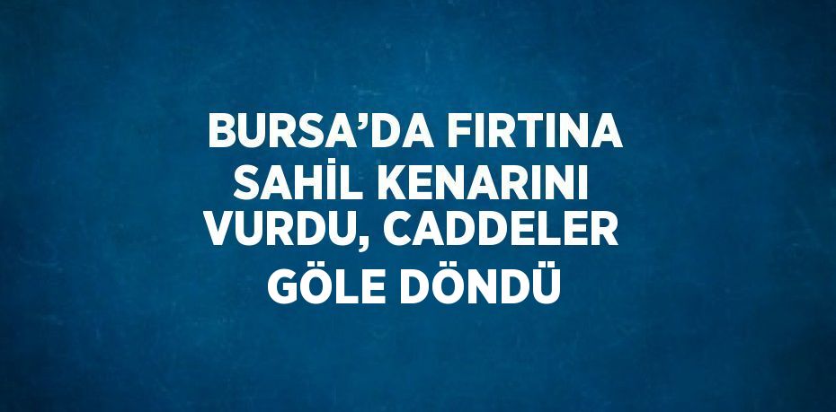 BURSA’DA FIRTINA SAHİL KENARINI VURDU, CADDELER GÖLE DÖNDÜ