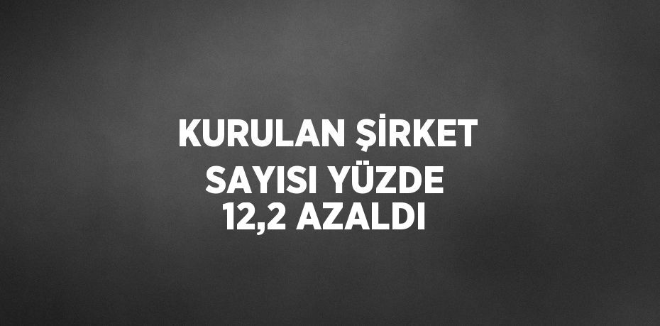 KURULAN ŞİRKET SAYISI YÜZDE 12,2 AZALDI