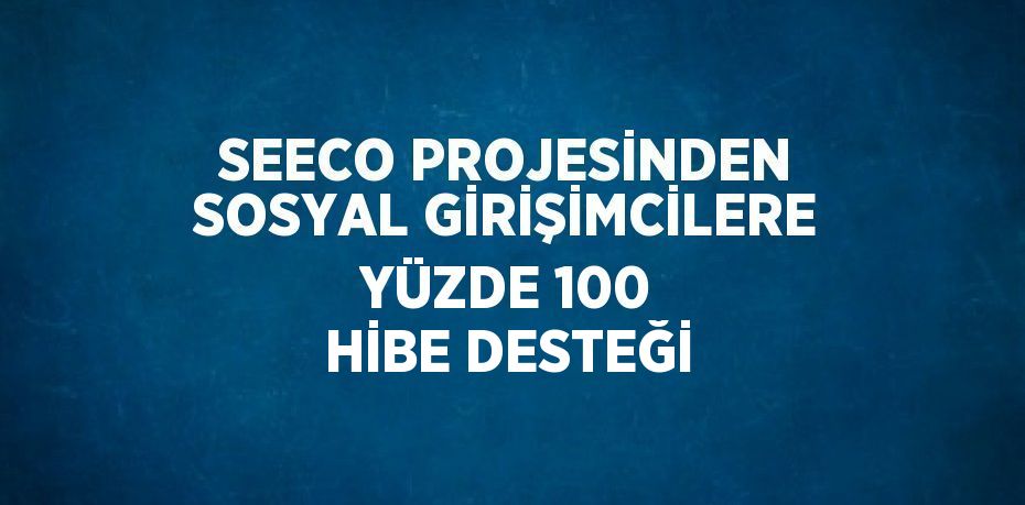 SEECO PROJESİNDEN SOSYAL GİRİŞİMCİLERE YÜZDE 100 HİBE DESTEĞİ