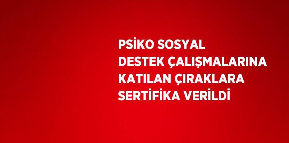 PSİKO SOSYAL DESTEK ÇALIŞMALARINA KATILAN ÇIRAKLARA SERTİFİKA VERİLDİ