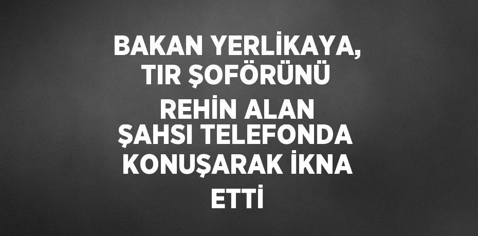 BAKAN YERLİKAYA, TIR ŞOFÖRÜNÜ REHİN ALAN ŞAHSI TELEFONDA KONUŞARAK İKNA ETTİ