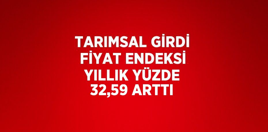 TARIMSAL GİRDİ FİYAT ENDEKSİ YILLIK YÜZDE 32,59 ARTTI