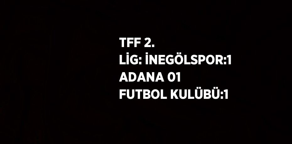 TFF 2. LİG: İNEGÖLSPOR:1 ADANA 01 FUTBOL KULÜBÜ:1