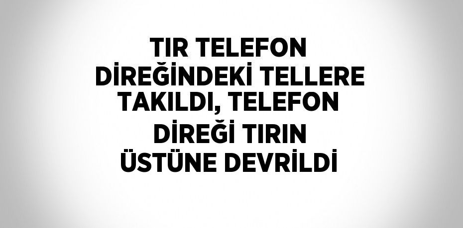 TIR TELEFON DİREĞİNDEKİ TELLERE TAKILDI, TELEFON DİREĞİ TIRIN ÜSTÜNE DEVRİLDİ