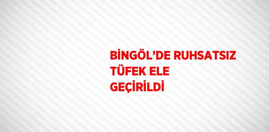 BİNGÖL’DE RUHSATSIZ TÜFEK ELE GEÇİRİLDİ