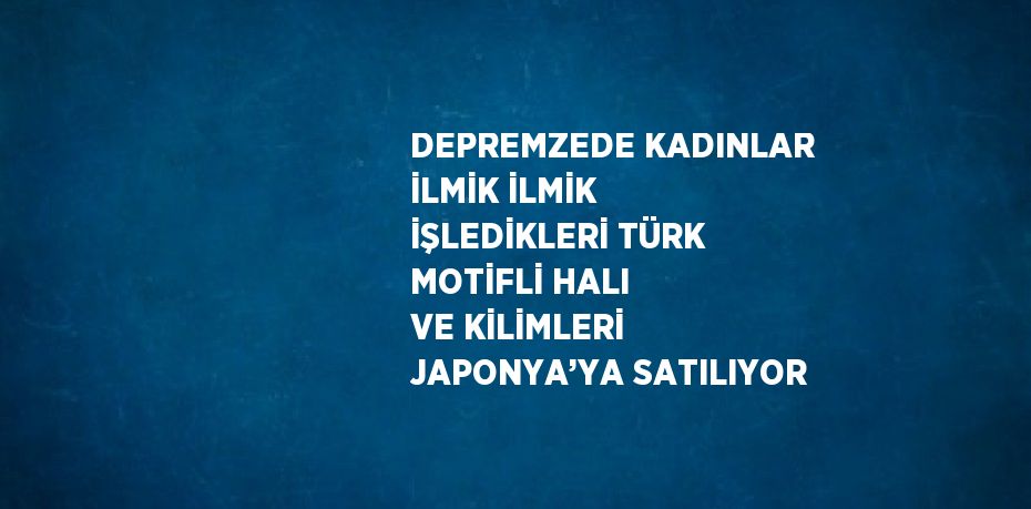 DEPREMZEDE KADINLAR İLMİK İLMİK İŞLEDİKLERİ TÜRK MOTİFLİ HALI VE KİLİMLERİ JAPONYA’YA SATILIYOR