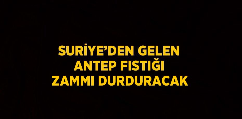 SURİYE’DEN GELEN ANTEP FISTIĞI ZAMMI DURDURACAK