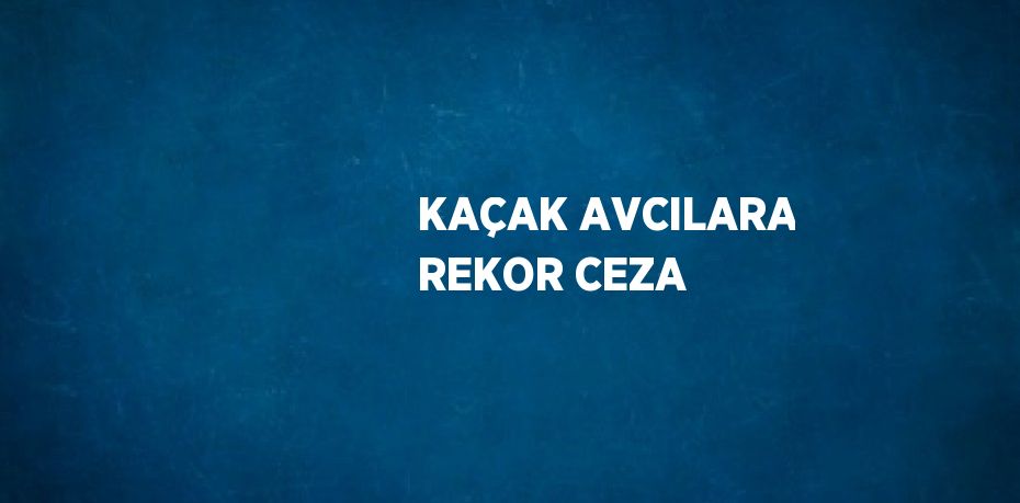 KAÇAK AVCILARA REKOR CEZA