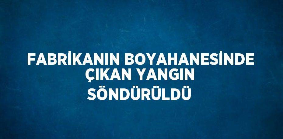 FABRİKANIN BOYAHANESİNDE ÇIKAN YANGIN SÖNDÜRÜLDÜ