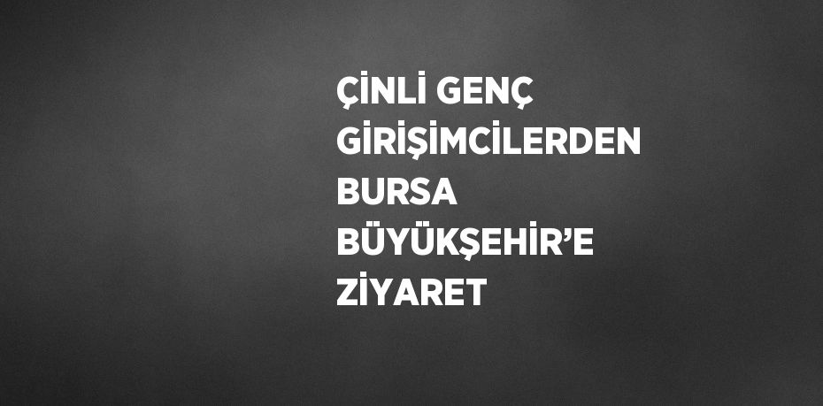 ÇİNLİ GENÇ GİRİŞİMCİLERDEN BURSA BÜYÜKŞEHİR’E ZİYARET