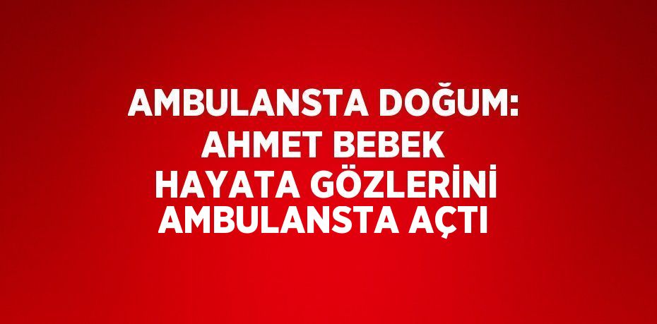 AMBULANSTA DOĞUM: AHMET BEBEK HAYATA GÖZLERİNİ AMBULANSTA AÇTI