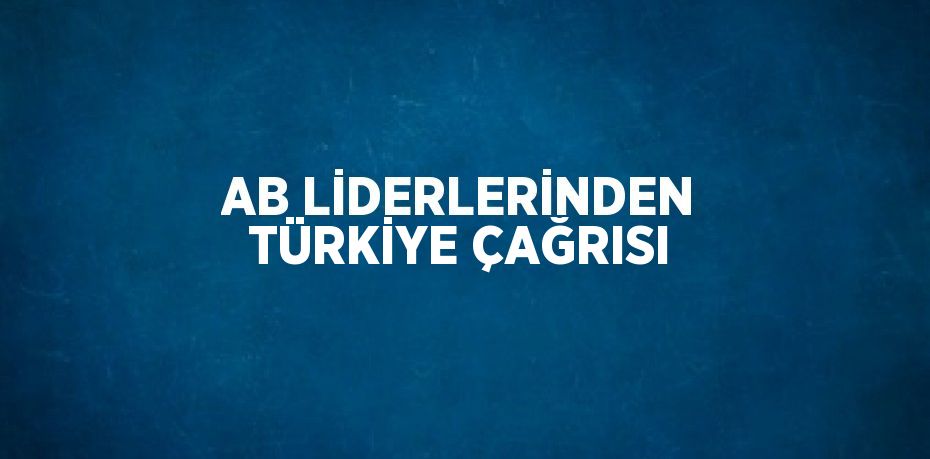 AB LİDERLERİNDEN TÜRKİYE ÇAĞRISI