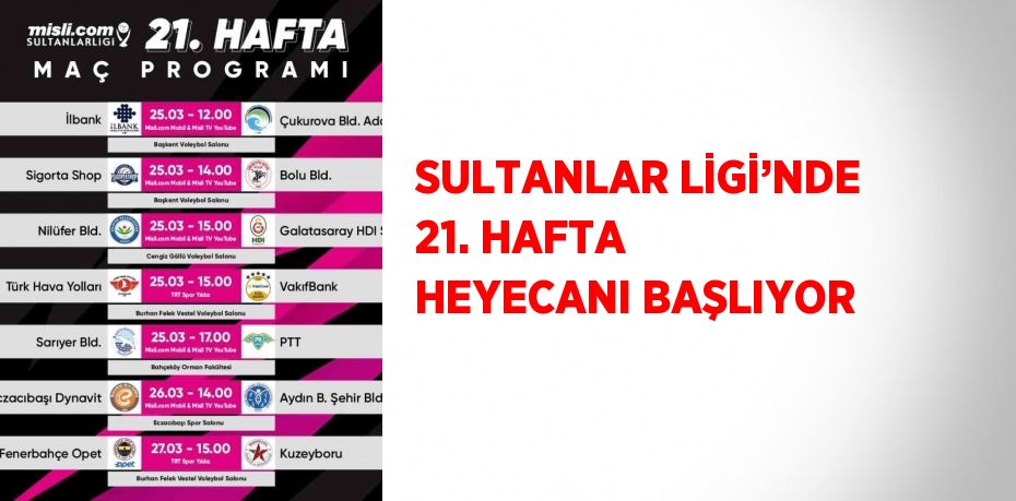 SULTANLAR LİGİ’NDE 21. HAFTA HEYECANI BAŞLIYOR