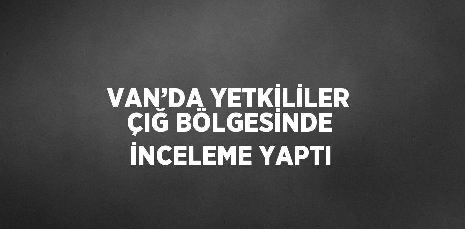 VAN’DA YETKİLİLER ÇIĞ BÖLGESİNDE İNCELEME YAPTI