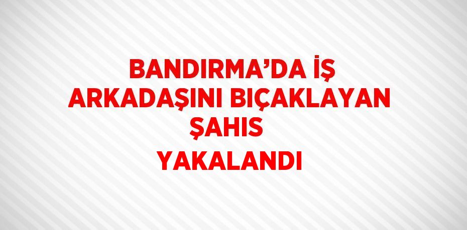 BANDIRMA’DA İŞ ARKADAŞINI BIÇAKLAYAN ŞAHIS  YAKALANDI