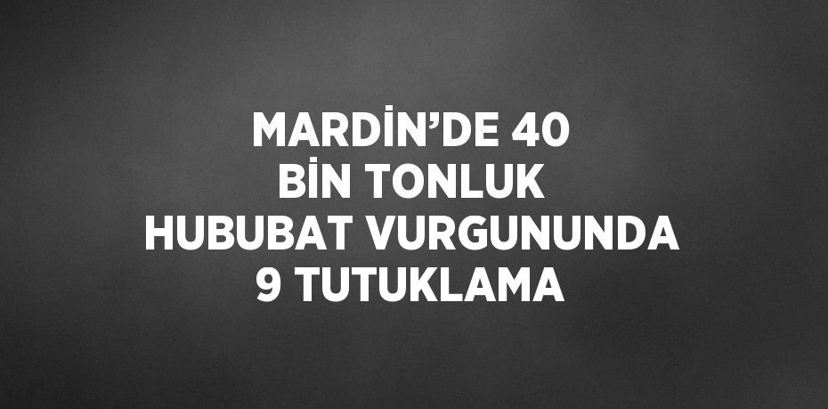 MARDİN’DE 40 BİN TONLUK HUBUBAT VURGUNUNDA 9 TUTUKLAMA