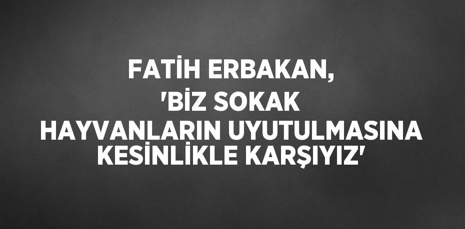 FATİH ERBAKAN, 'BİZ SOKAK HAYVANLARIN UYUTULMASINA KESİNLİKLE KARŞIYIZ'