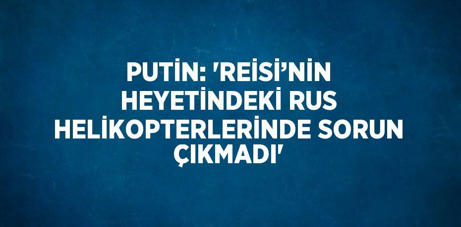 PUTİN: 'REİSİ’NİN HEYETİNDEKİ RUS HELİKOPTERLERİNDE SORUN ÇIKMADI'