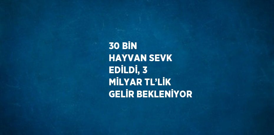 30 BİN HAYVAN SEVK EDİLDİ, 3 MİLYAR TL’LİK GELİR BEKLENİYOR