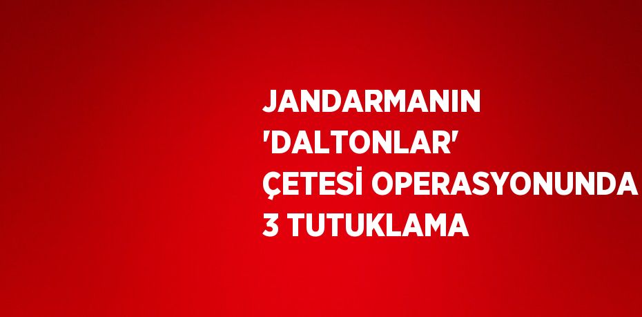 JANDARMANIN 'DALTONLAR' ÇETESİ OPERASYONUNDA 3 TUTUKLAMA