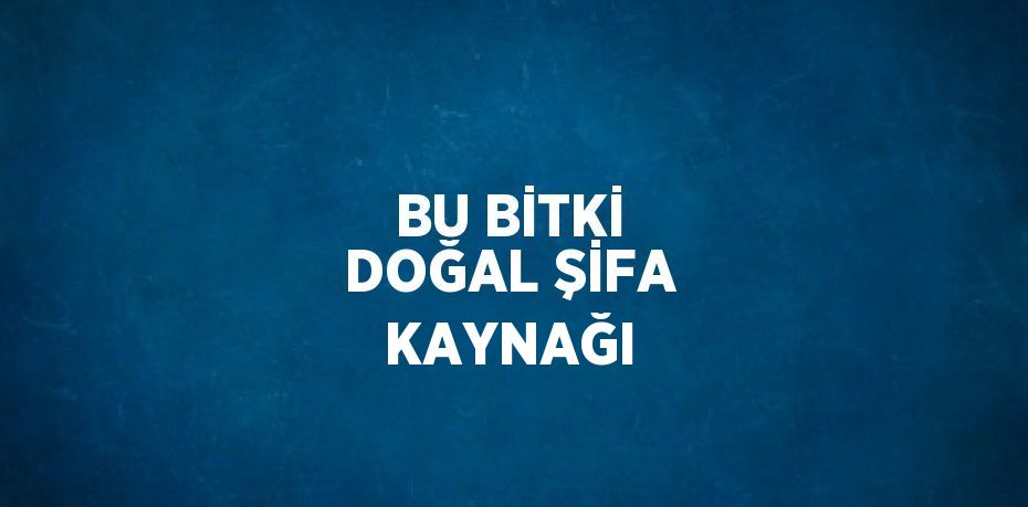 BU BİTKİ DOĞAL ŞİFA KAYNAĞI