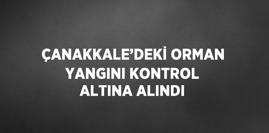 ÇANAKKALE’DEKİ ORMAN YANGINI KONTROL ALTINA ALINDI