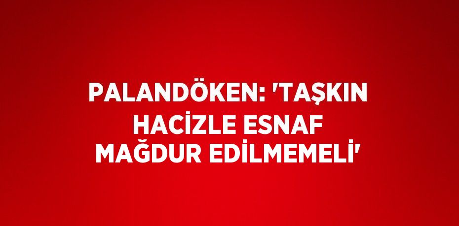 PALANDÖKEN: 'TAŞKIN HACİZLE ESNAF MAĞDUR EDİLMEMELİ'