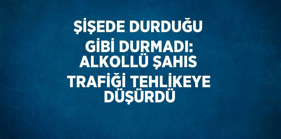 ŞİŞEDE DURDUĞU GİBİ DURMADI: ALKOLLÜ ŞAHIS TRAFİĞİ TEHLİKEYE DÜŞÜRDÜ