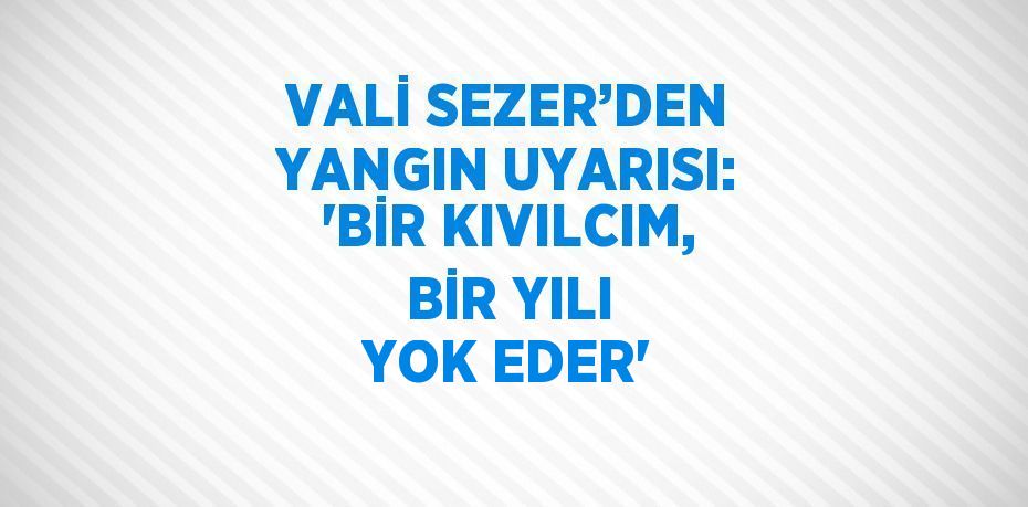 VALİ SEZER’DEN YANGIN UYARISI: 'BİR KIVILCIM, BİR YILI YOK EDER'