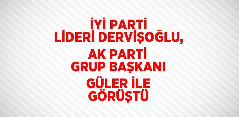 İYİ PARTİ LİDERİ DERVİŞOĞLU, AK PARTİ GRUP BAŞKANI GÜLER İLE GÖRÜŞTÜ