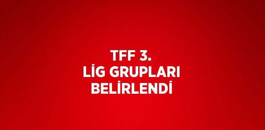 TFF 3. LİG GRUPLARI BELİRLENDİ