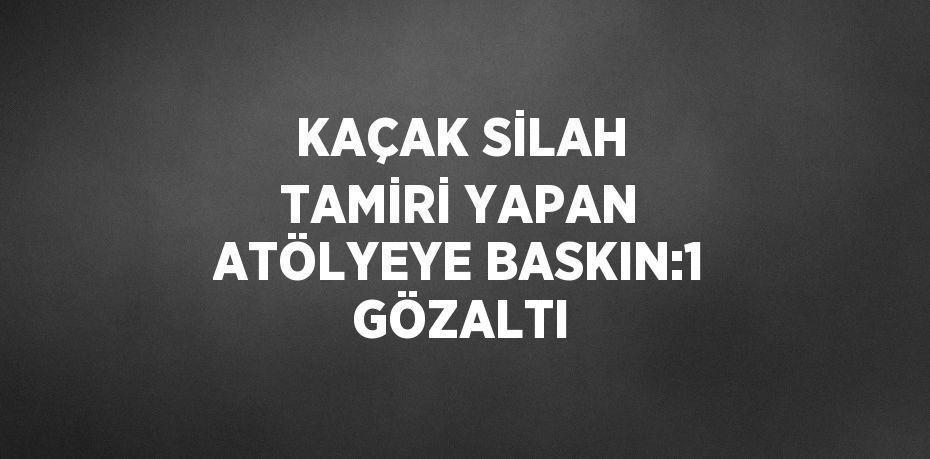 KAÇAK SİLAH TAMİRİ YAPAN ATÖLYEYE BASKIN:1 GÖZALTI