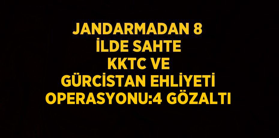 JANDARMADAN 8 İLDE SAHTE KKTC VE GÜRCİSTAN EHLİYETİ OPERASYONU:4 GÖZALTI