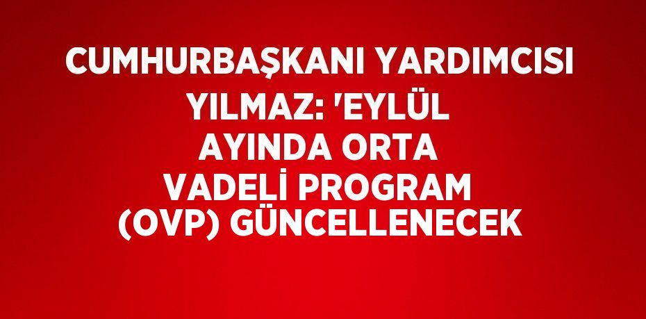 CUMHURBAŞKANI YARDIMCISI YILMAZ: 'EYLÜL AYINDA ORTA VADELİ PROGRAM (OVP) GÜNCELLENECEK