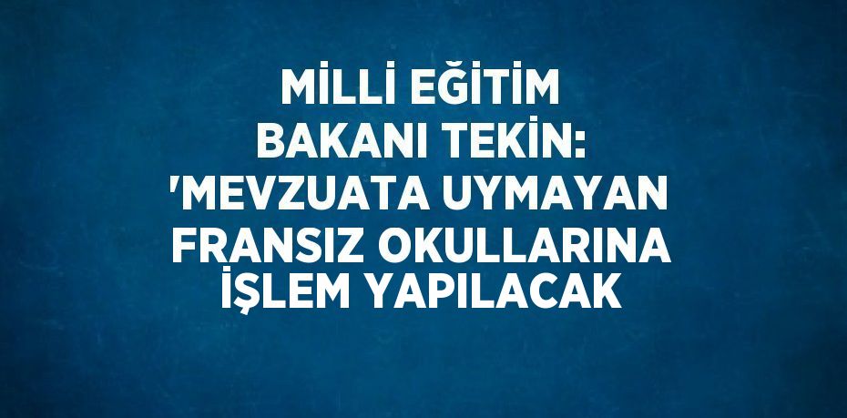 MİLLİ EĞİTİM BAKANI TEKİN: 'MEVZUATA UYMAYAN FRANSIZ OKULLARINA İŞLEM YAPILACAK