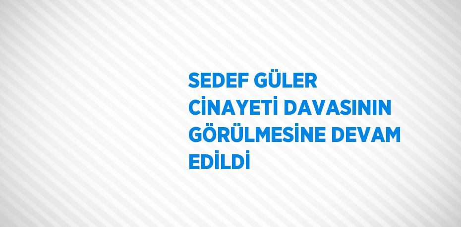 SEDEF GÜLER CİNAYETİ DAVASININ GÖRÜLMESİNE DEVAM EDİLDİ
