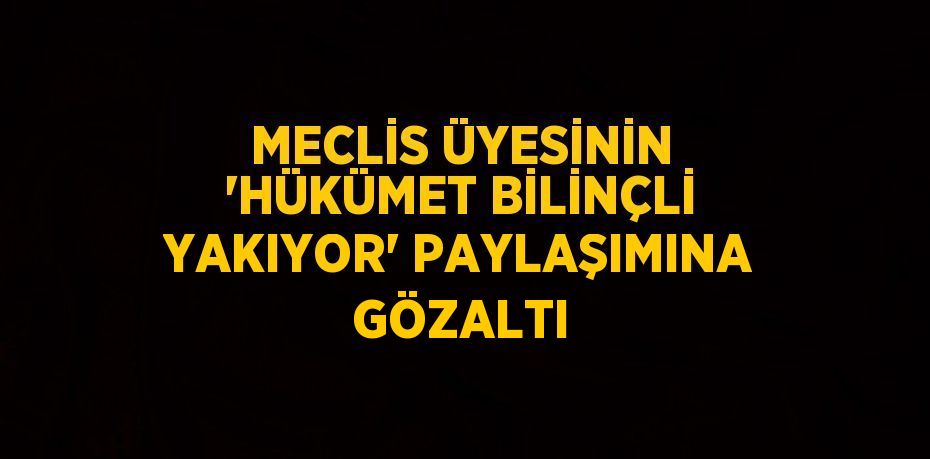 MECLİS ÜYESİNİN 'HÜKÜMET BİLİNÇLİ YAKIYOR' PAYLAŞIMINA GÖZALTI