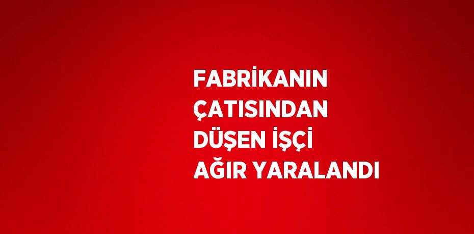 FABRİKANIN ÇATISINDAN DÜŞEN İŞÇİ AĞIR YARALANDI