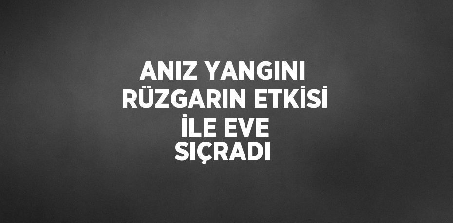 ANIZ YANGINI RÜZGARIN ETKİSİ İLE EVE SIÇRADI