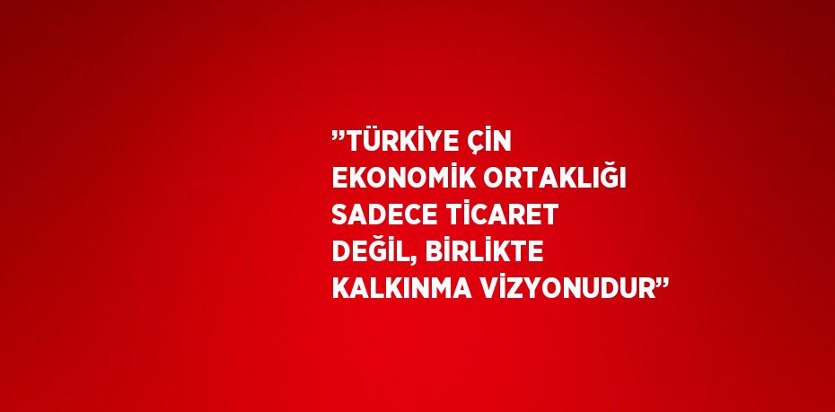 ’’TÜRKİYE ÇİN EKONOMİK ORTAKLIĞI SADECE TİCARET DEĞİL, BİRLİKTE KALKINMA VİZYONUDUR’’